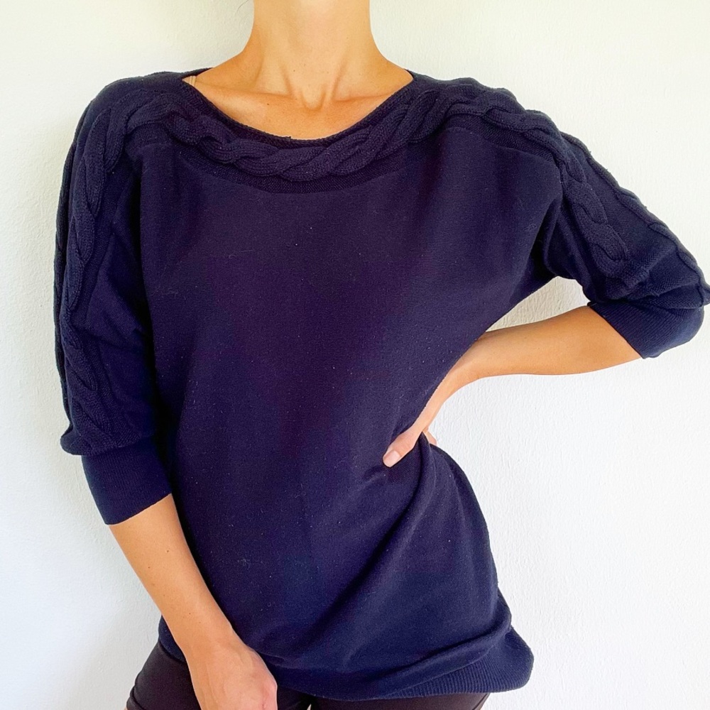 The Limited navy blue cable knit dolman style sweater size medium